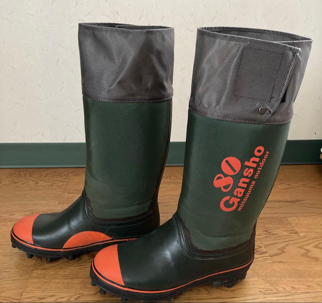 Gansho 80 ゴム長靴 緑/オレンジ