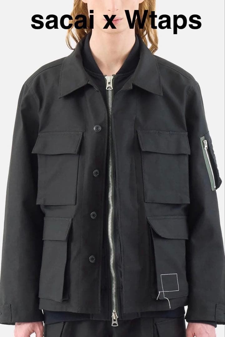 sacai WTAPS Cotton Back Satin Jacket 黒4