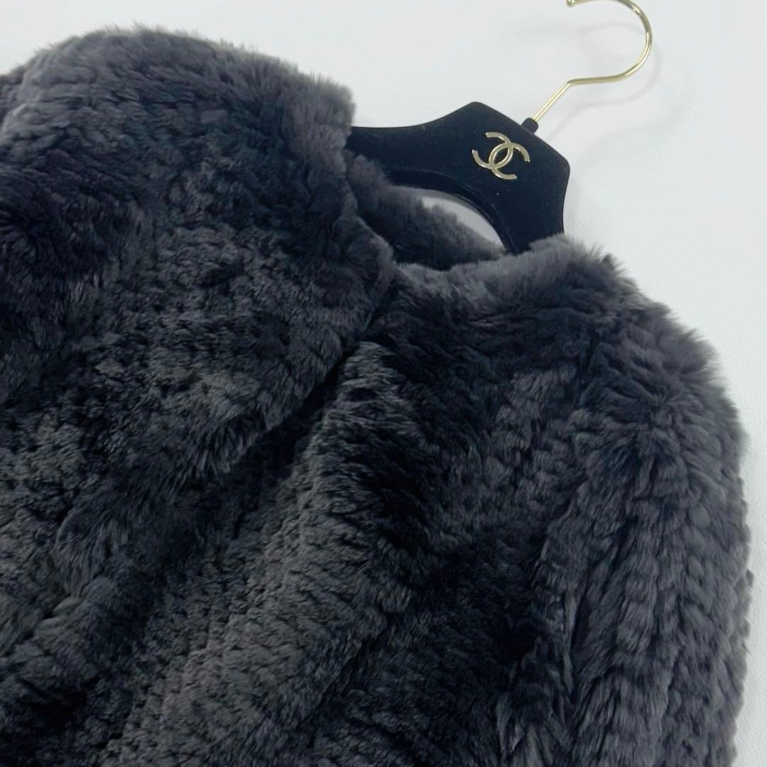 レッキスラビットファー✨アダジェット ノーカラージャケット ファーコート グレー