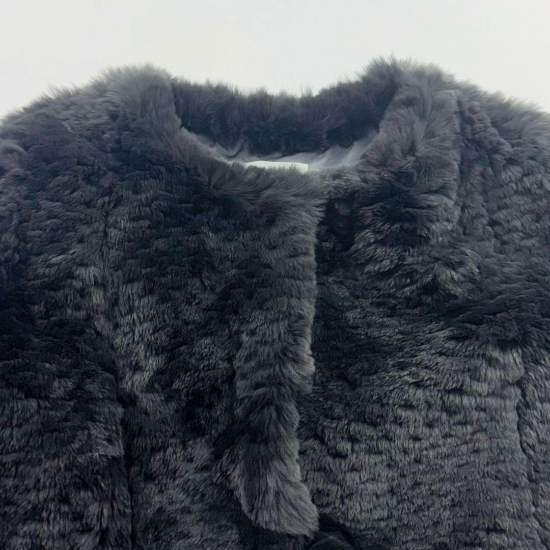 レッキスラビットファー✨アダジェット ノーカラージャケット ファーコート グレー