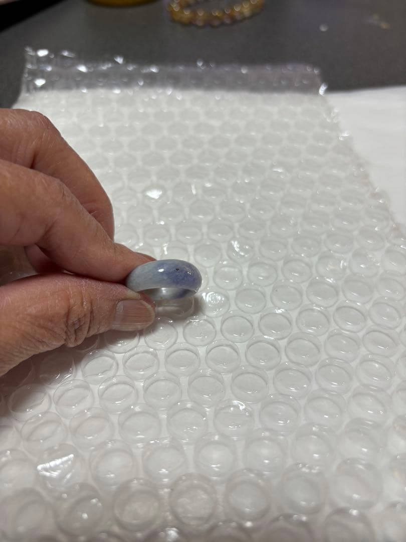 糸魚川翡翠指輪　ラベンダー１２号くりぬき！