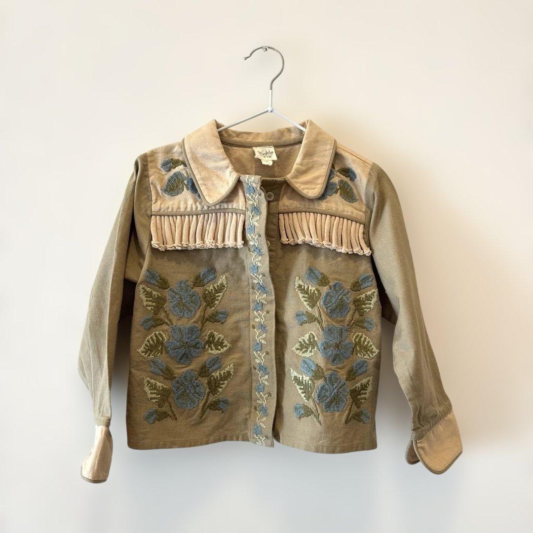 apolina 刺繍 フリンジ シャツ　3-5y