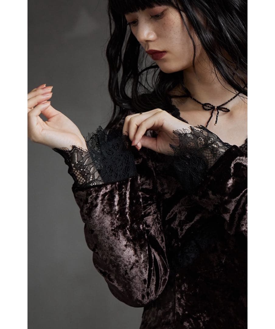 etoll. クラッシュベロアランジェリー風ドレス N...さん専用