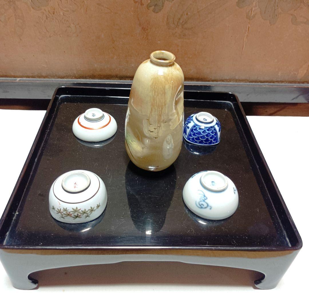 蔵出し九谷焼酒器５点セット(徳利1本、盃４個)