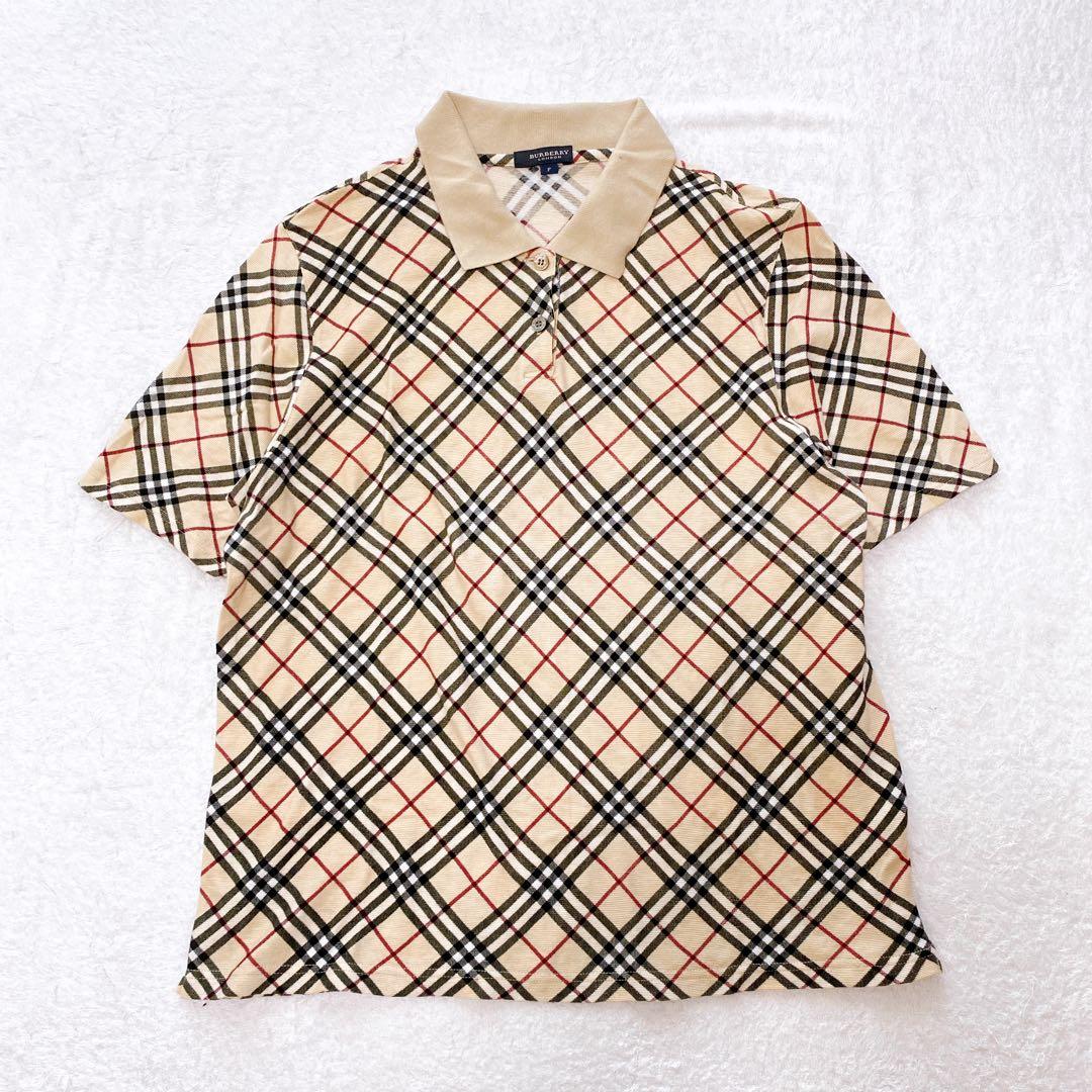 ✨極美品✨バーバリー ロンドン ノバチェック ポロシャツ ボタンシャツ 襟付き