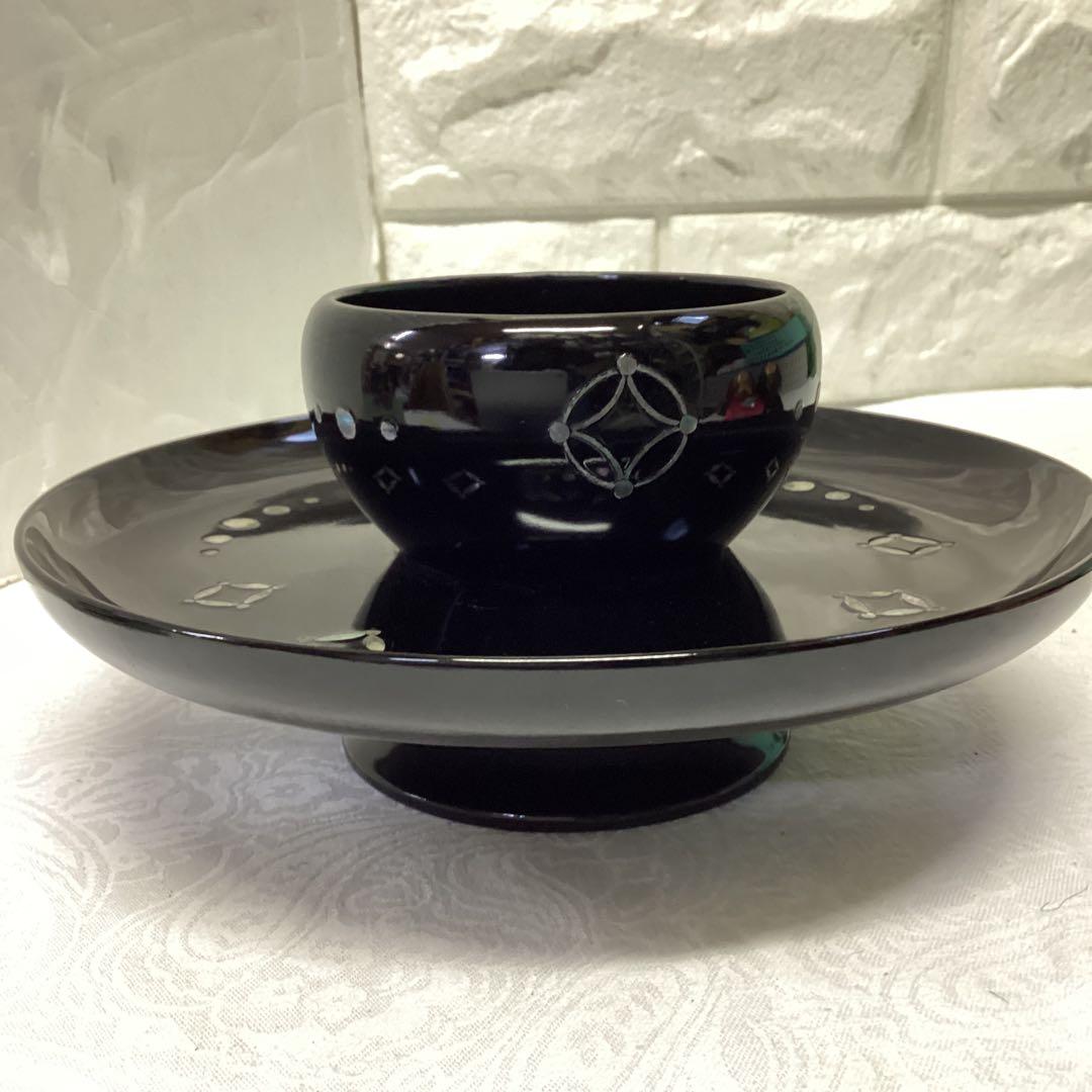 S1 螺鈿　漆塗り　天目台　茶道具