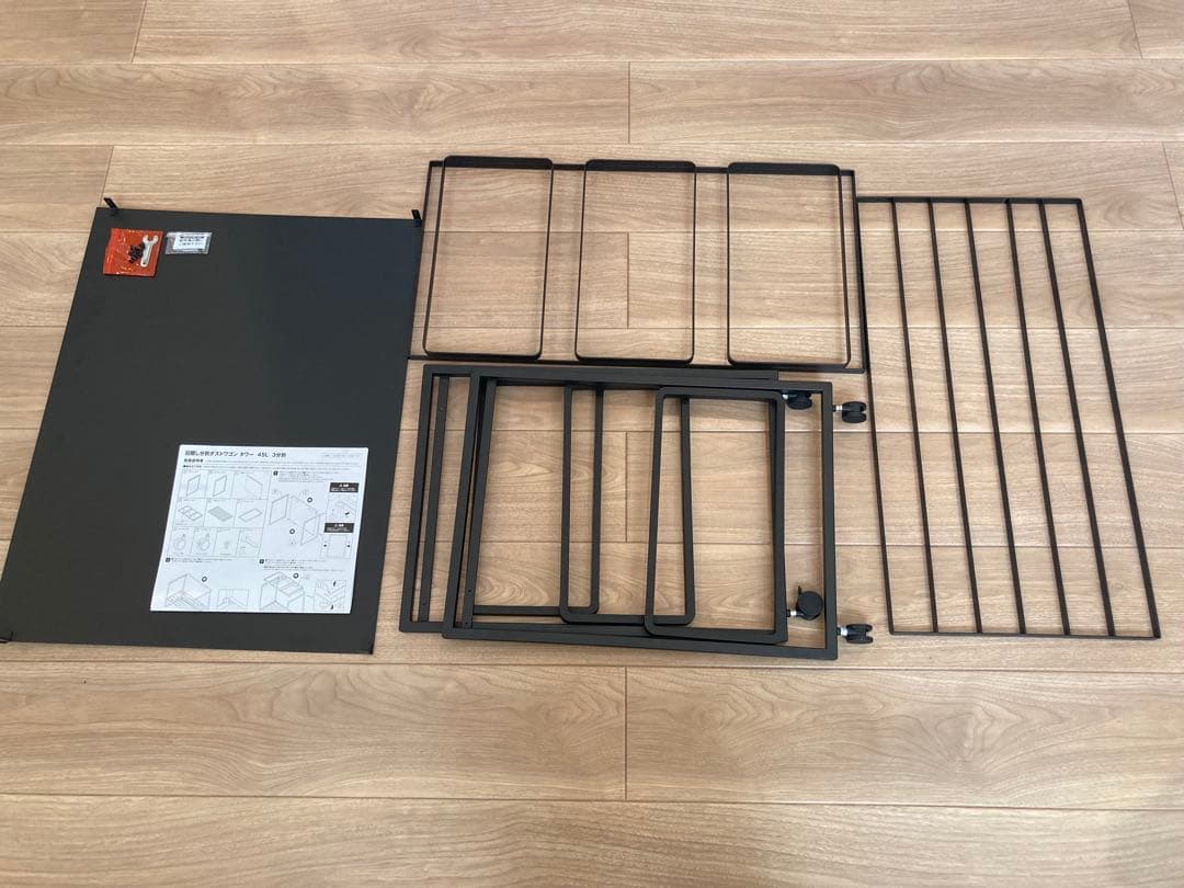 【訳あり】tower蓋なし袋どめ付分別ダストワゴン45L 3分別 ゴミ箱ブラック