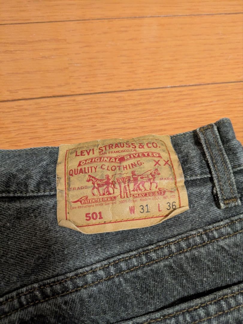 USA Levi's 501 赤文字 先染めブラックデニム W31 L36