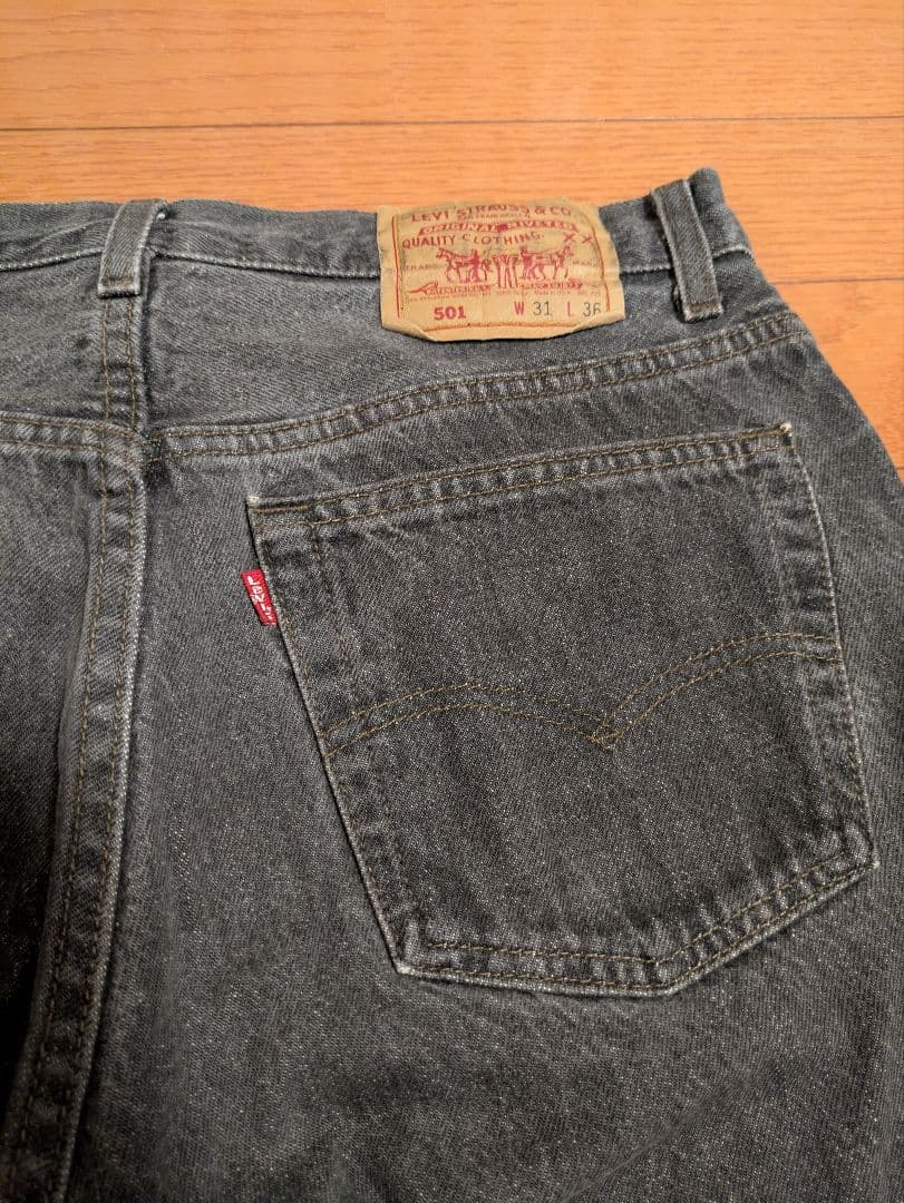 USA Levi's 501 赤文字 先染めブラックデニム W31 L36