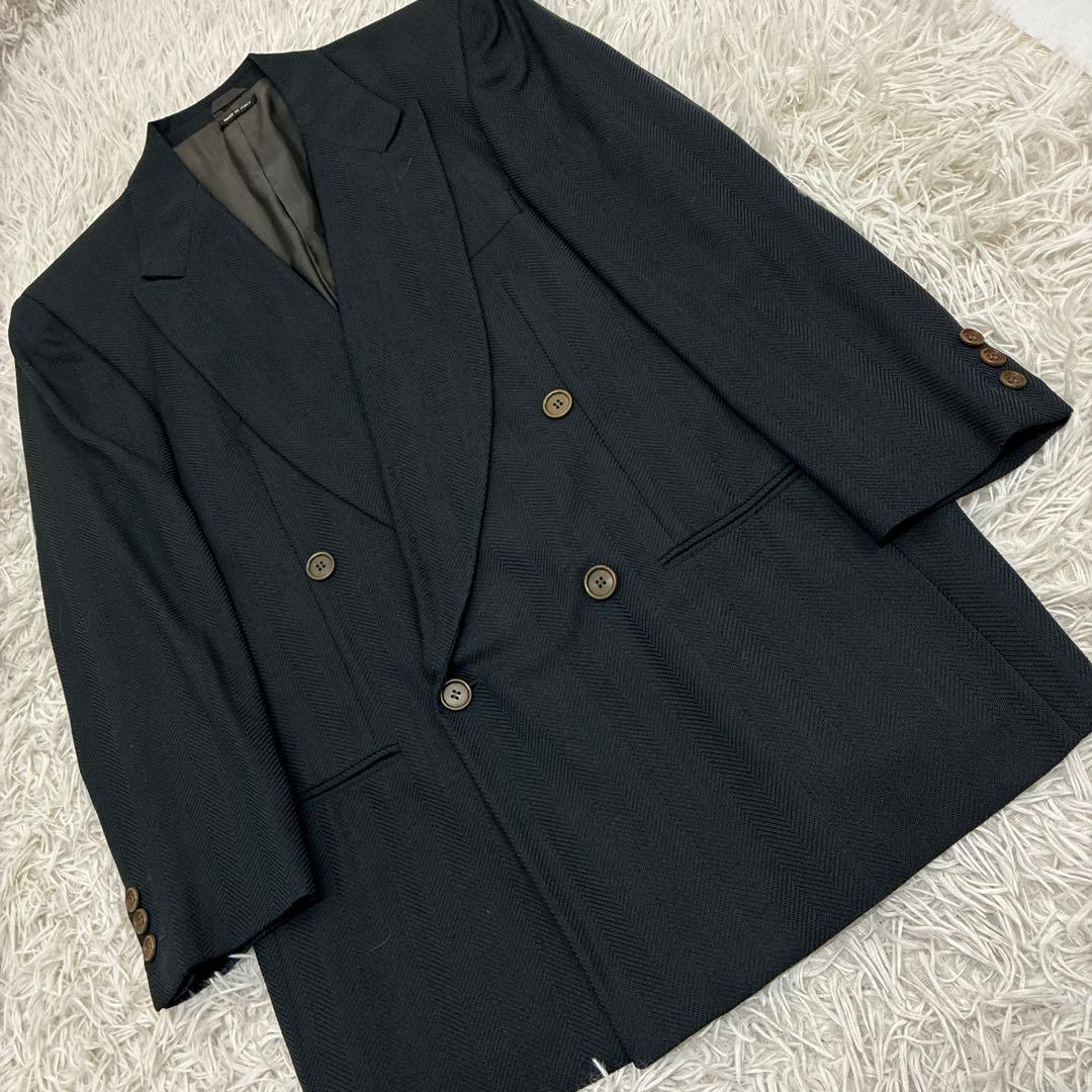 GIORGIO ARMANI ヘリンボーン　黒タグ　80s 90s ダブルスーツ