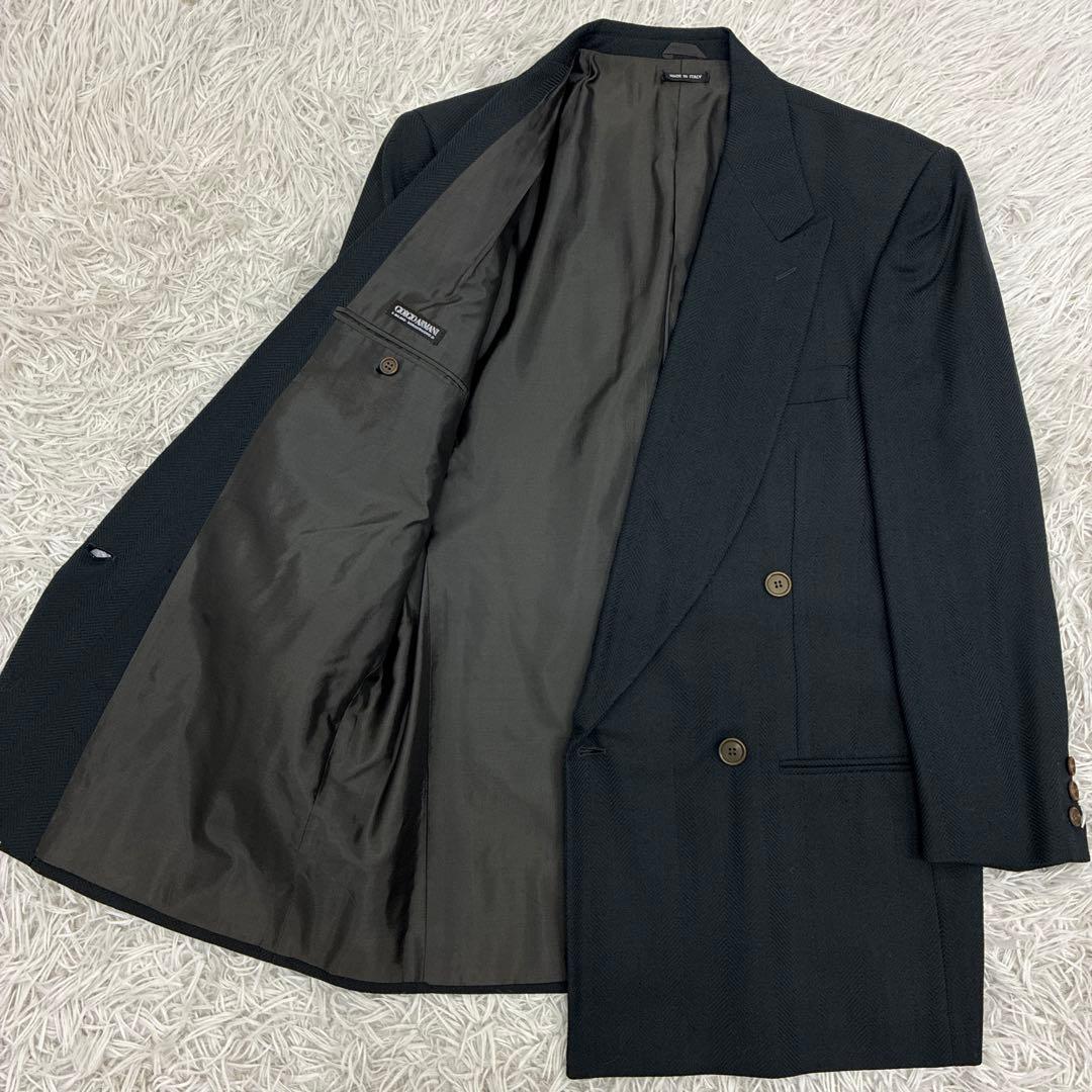 GIORGIO ARMANI ヘリンボーン　黒タグ　80s 90s ダブルスーツ