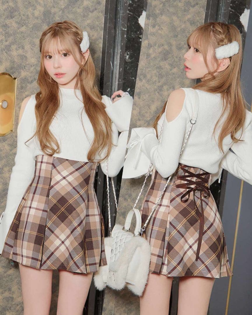 〚michell Macaron〛 フレアチェックスカート♡