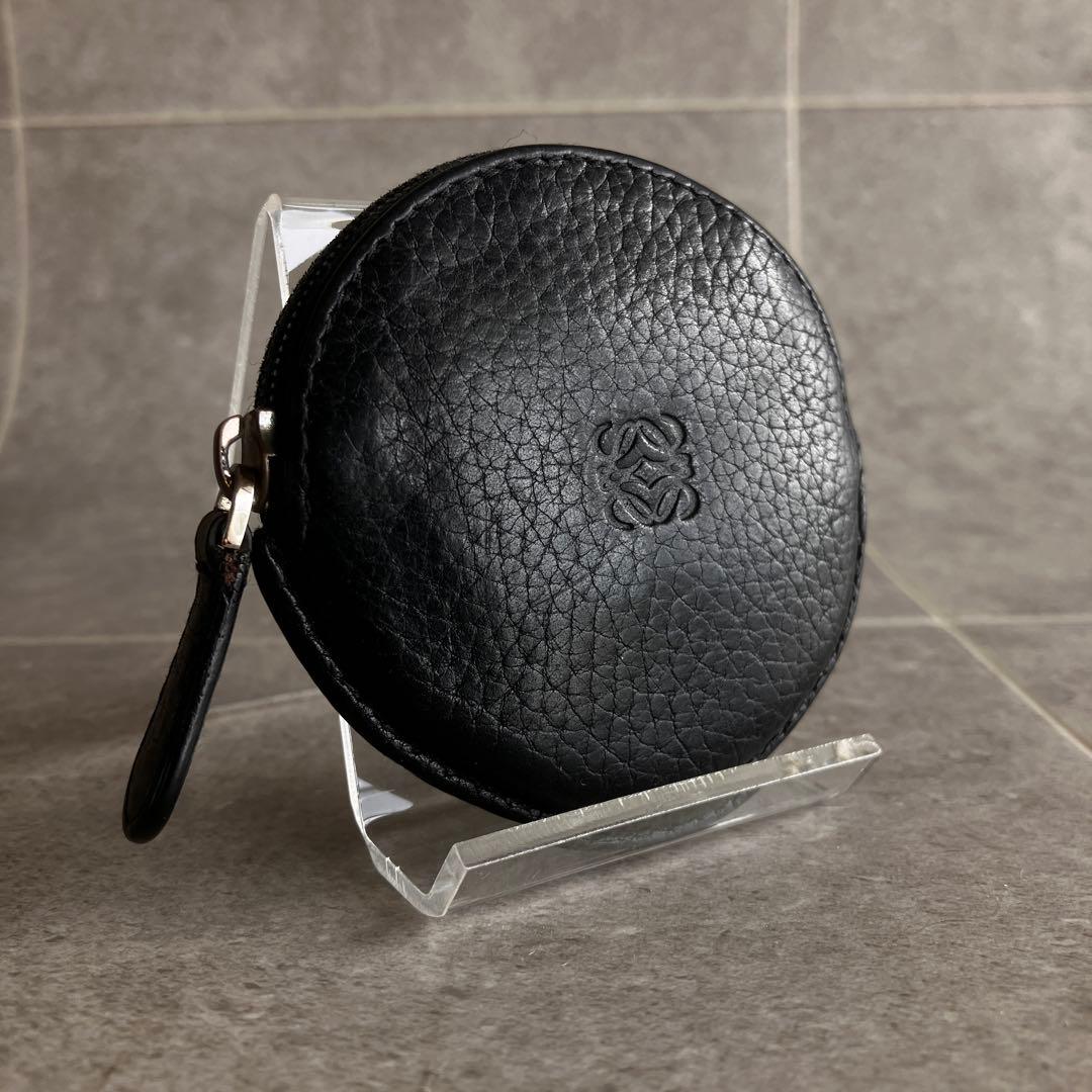LOEWE ロエベ レザー ケース 黒 アナグラム ユニセックス 円形
