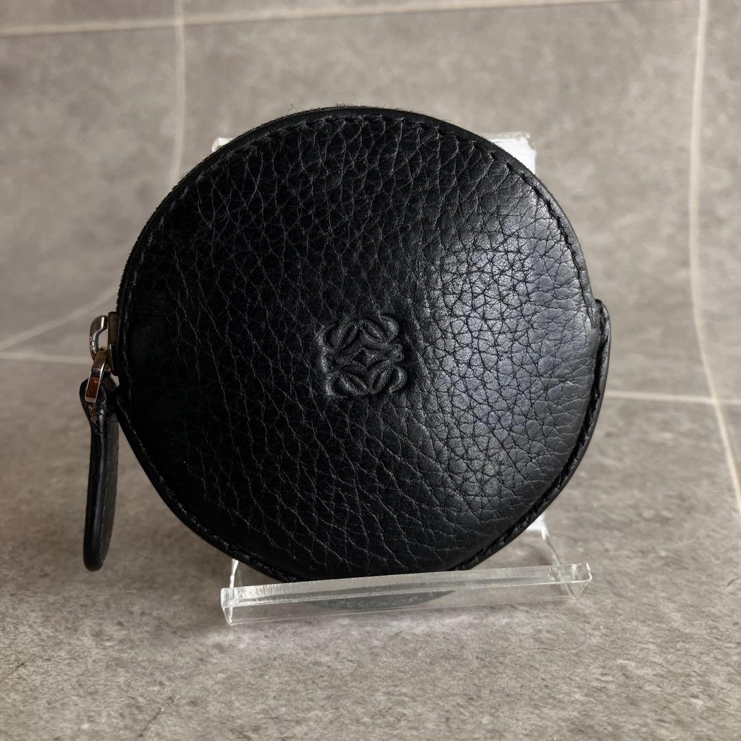 LOEWE ロエベ レザー ケース 黒 アナグラム ユニセックス 円形
