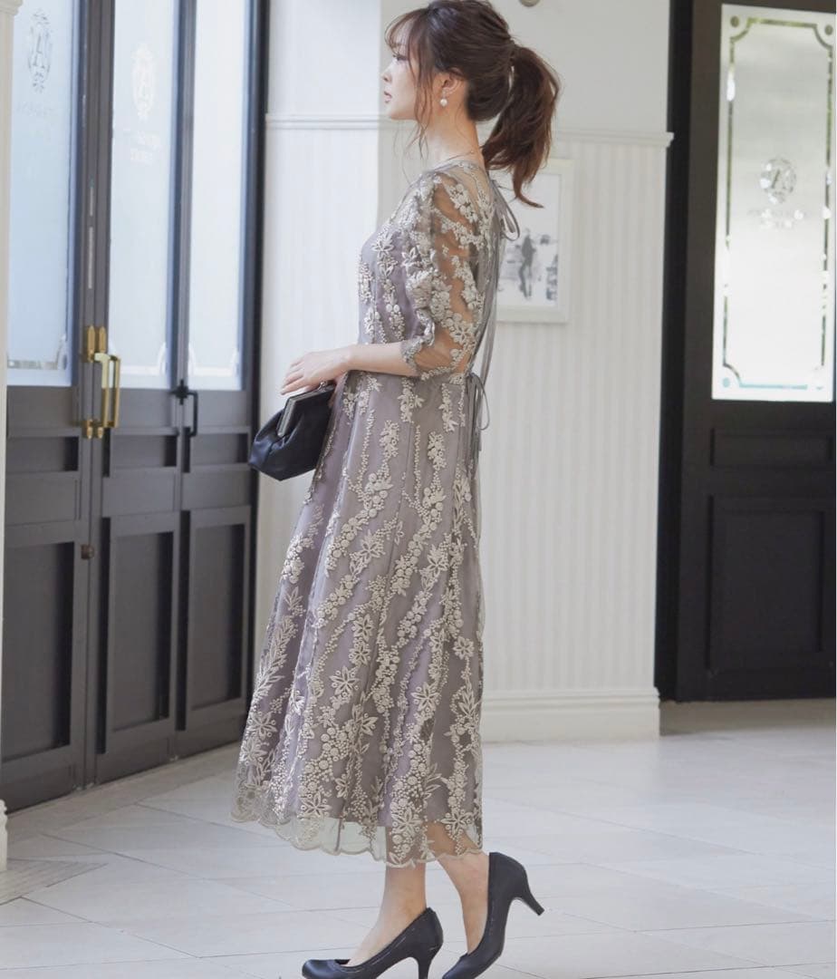 niana ニアナ 刺繍レース バックリボン パーティードレス 結婚式