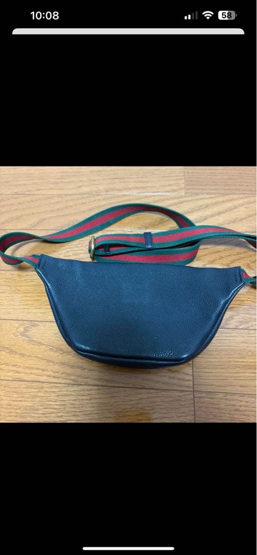 GUCCI ボディバッグ ネイビー レザー