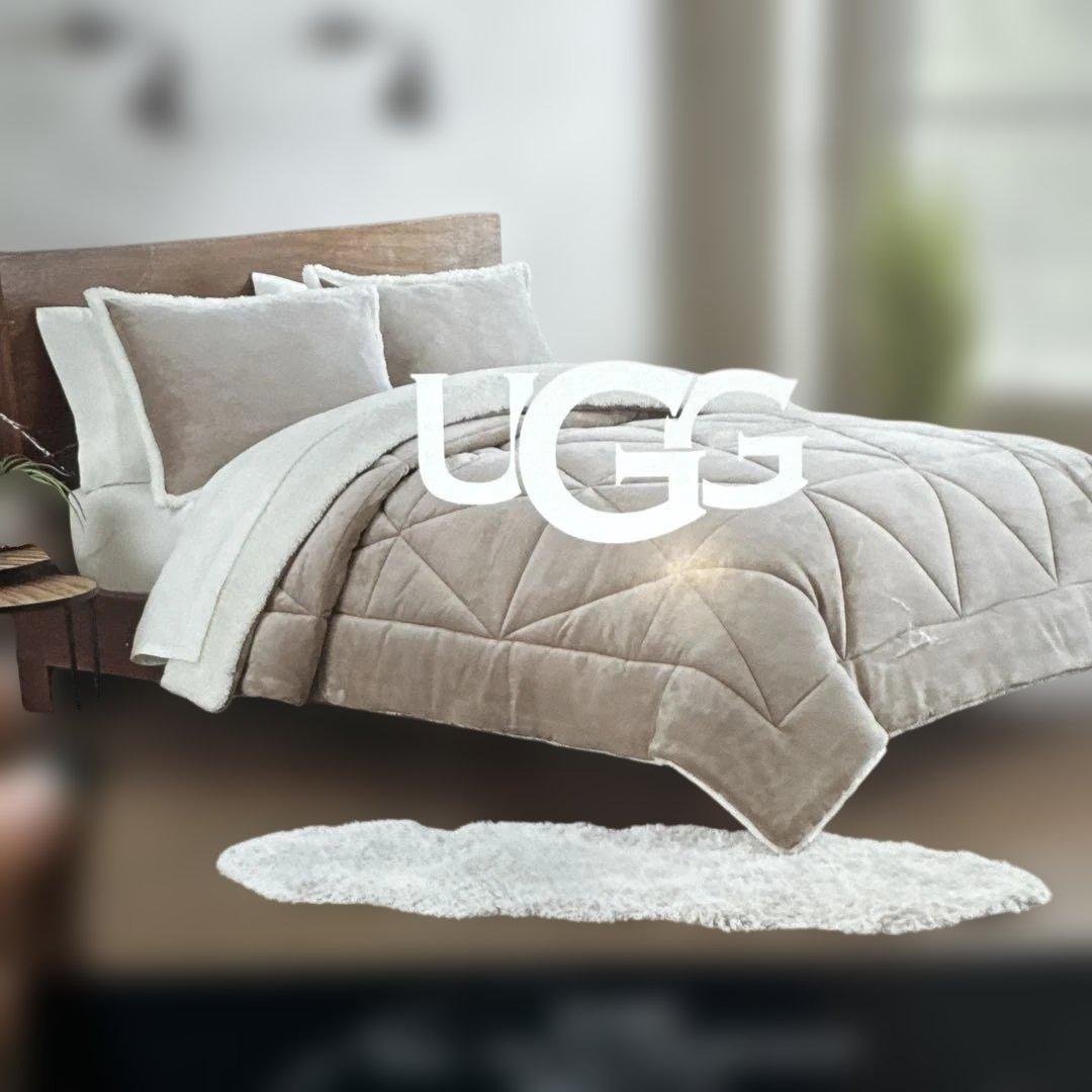 I日だけセール！UGG ベージュ ツイン　XL毛布、枕カバー