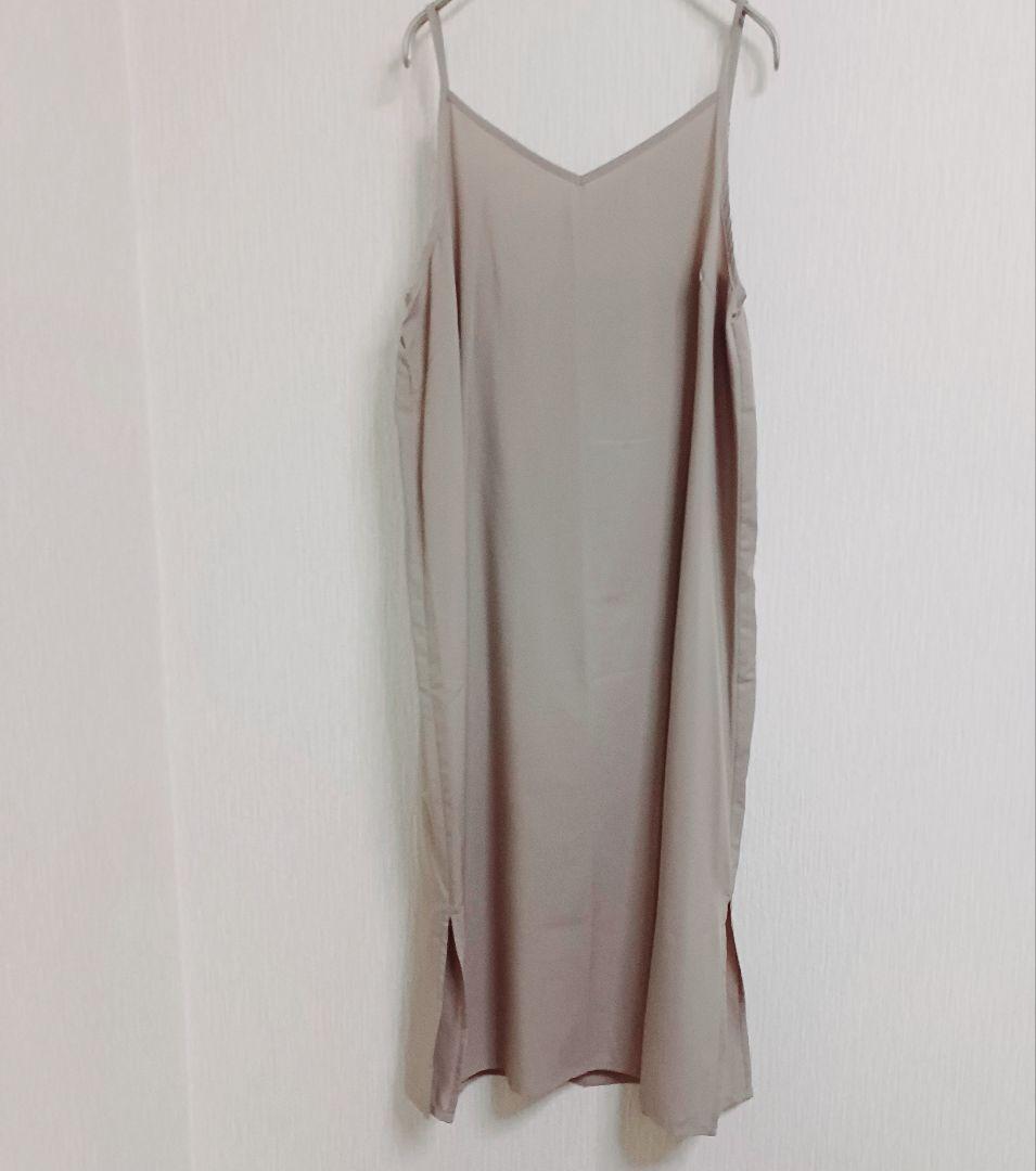 etoll. エトル インナー付きバックリボンレースドレスワンピース グレージュ