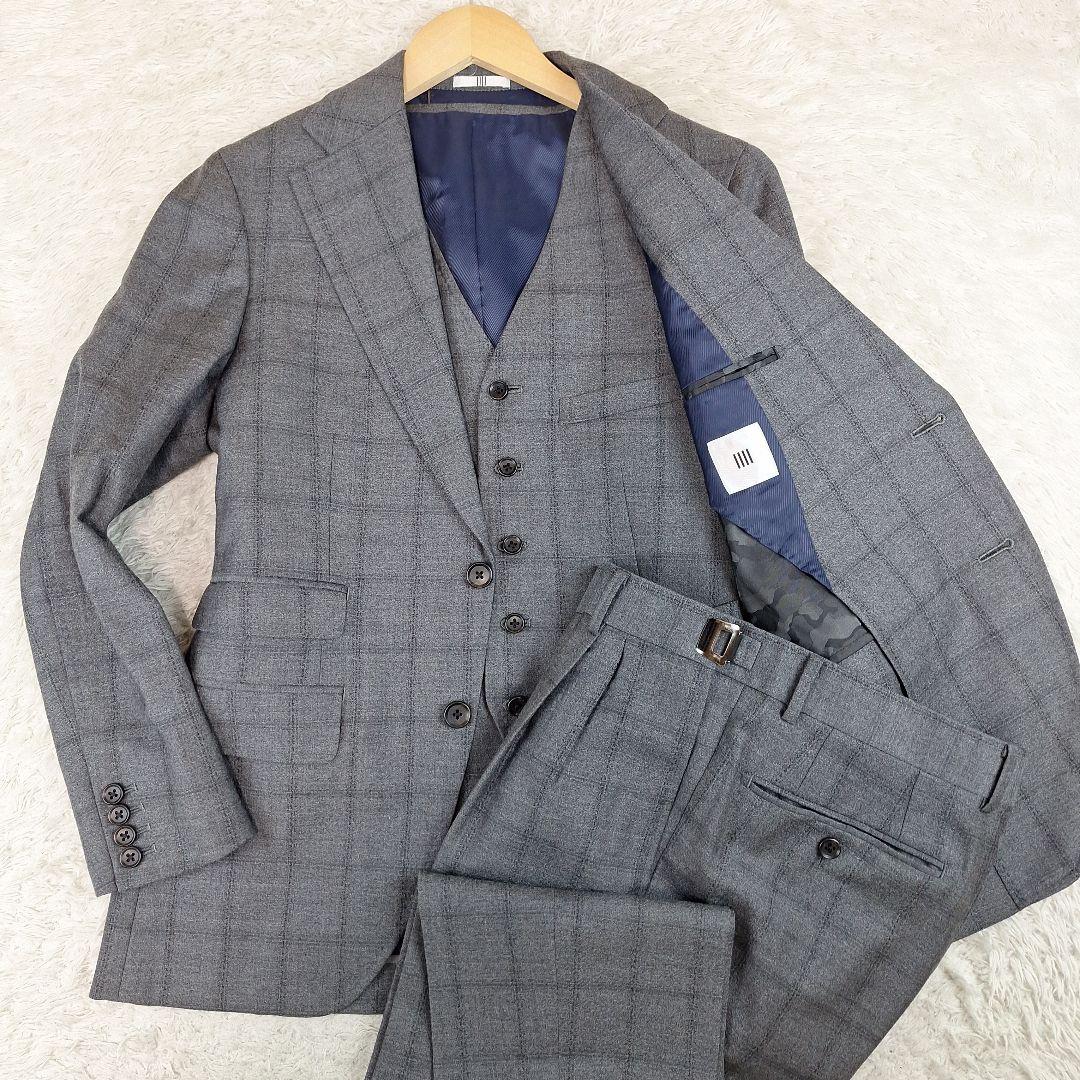 美品✨スーツセレクト　アルフレッドブラウン生地　スリーピース　A4　アジャスター