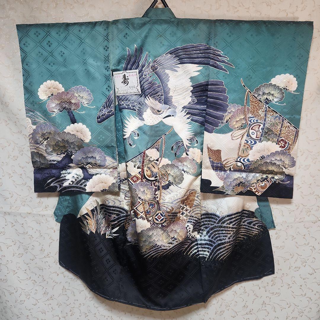 #3-028 正絹 男児 お宮参り きもの 保管品 ヤケあり