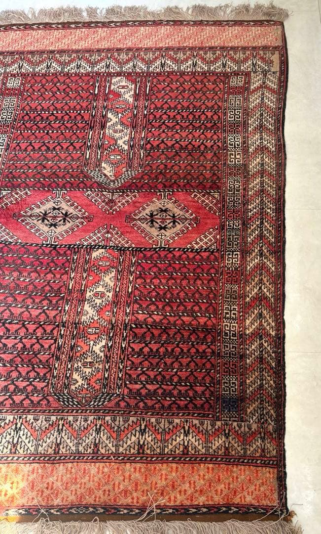 パキスタン絨毯　手織り　ペルシャ　トルクメン　アフガン　コットン　ヴィンテージ