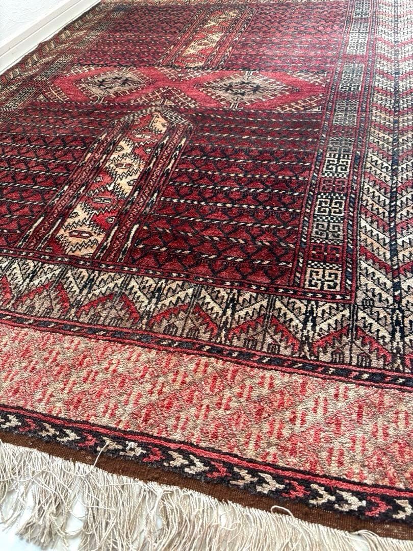 パキスタン絨毯　手織り　ペルシャ　トルクメン　アフガン　コットン　ヴィンテージ