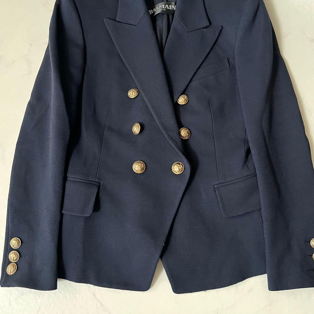 BALMAIN テーラードジャケット 金ボタン ダブル ネイビー 紺ブレ 38