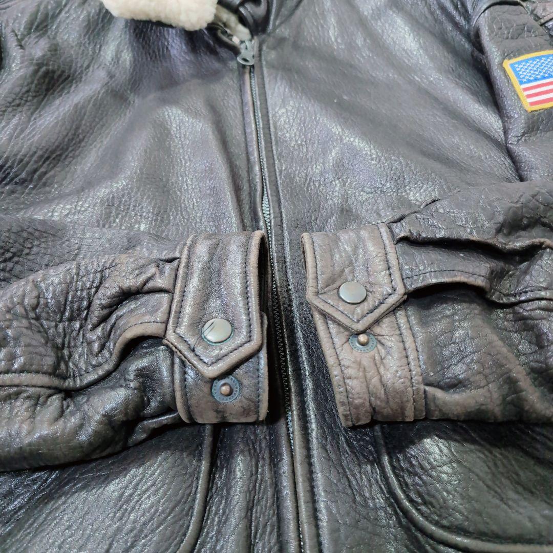 【本革】G-1 A-2 フライトジャケット 2way ボア XL　星条旗　濃茶