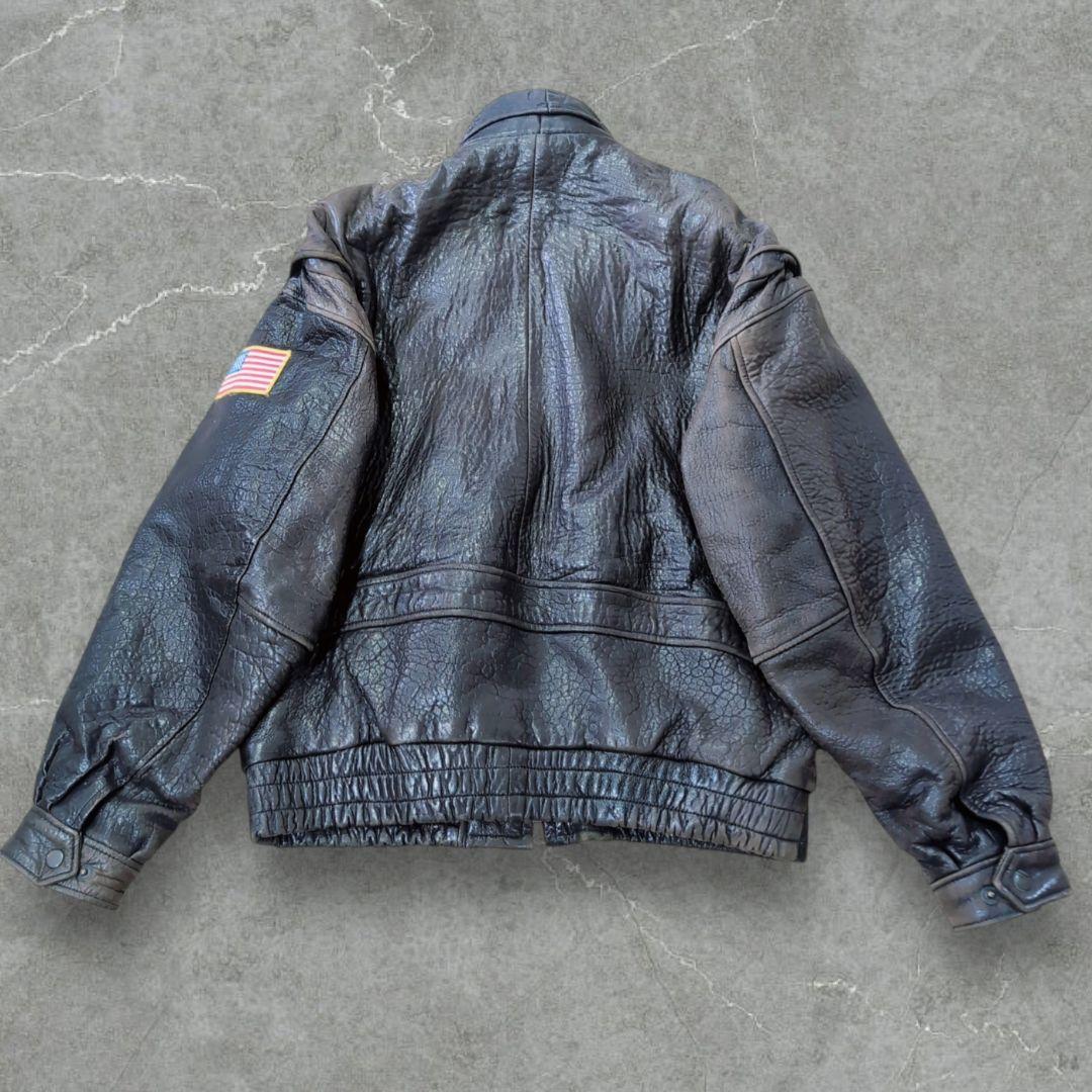 【本革】G-1 A-2 フライトジャケット 2way ボア XL　星条旗　濃茶
