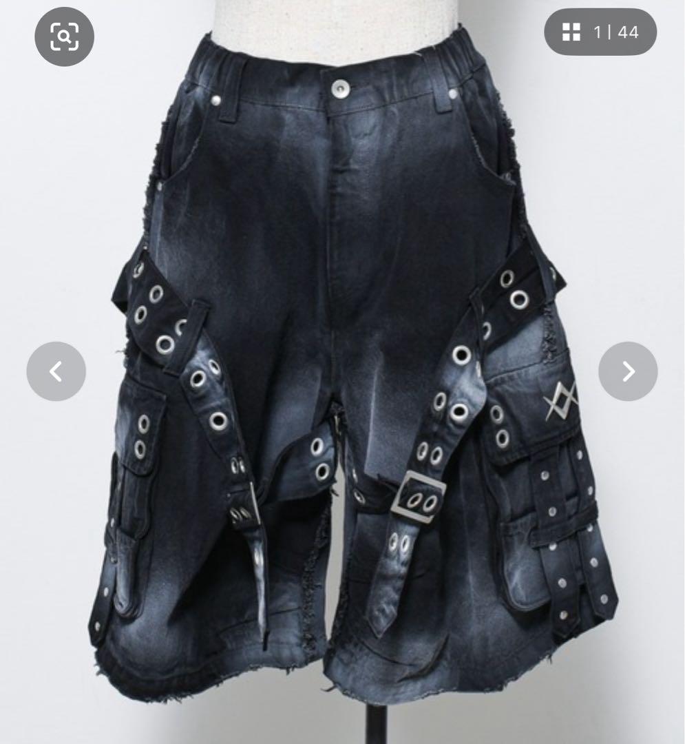 美品 REFLEM/レフレム　顔料加工デニムハーフパンツ　ブラック