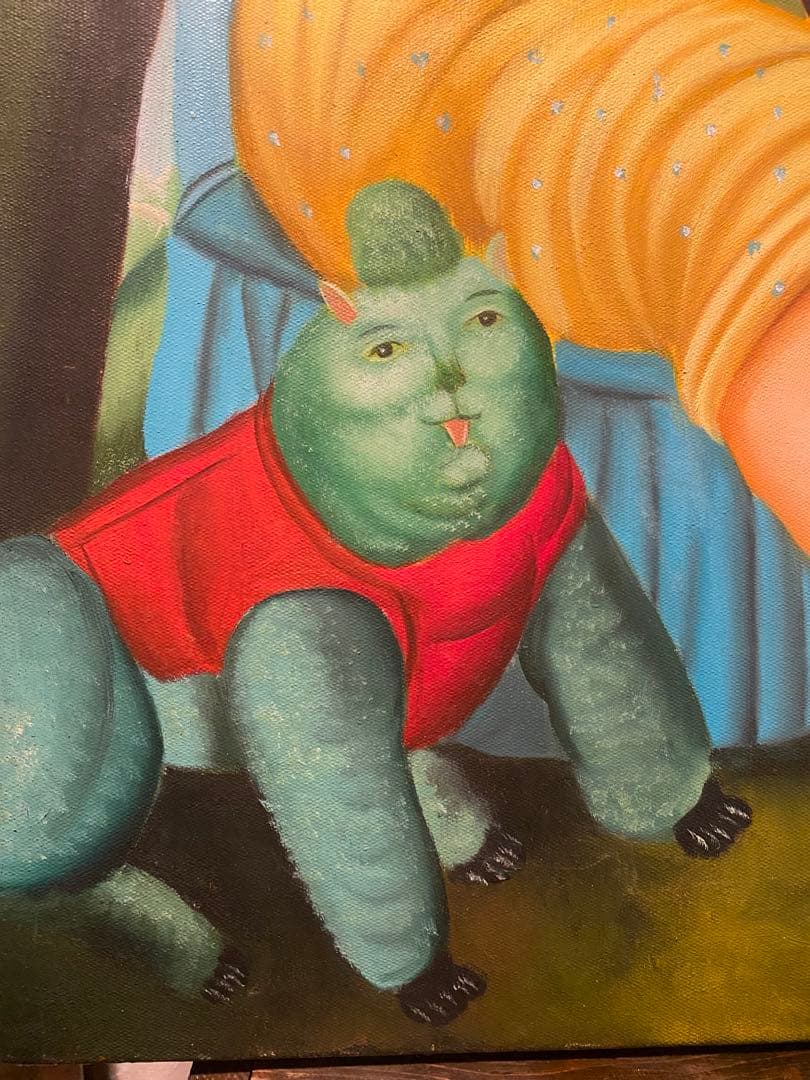 油彩画《Una familia》模写 80×64cm ボテロ風 インテリアアート