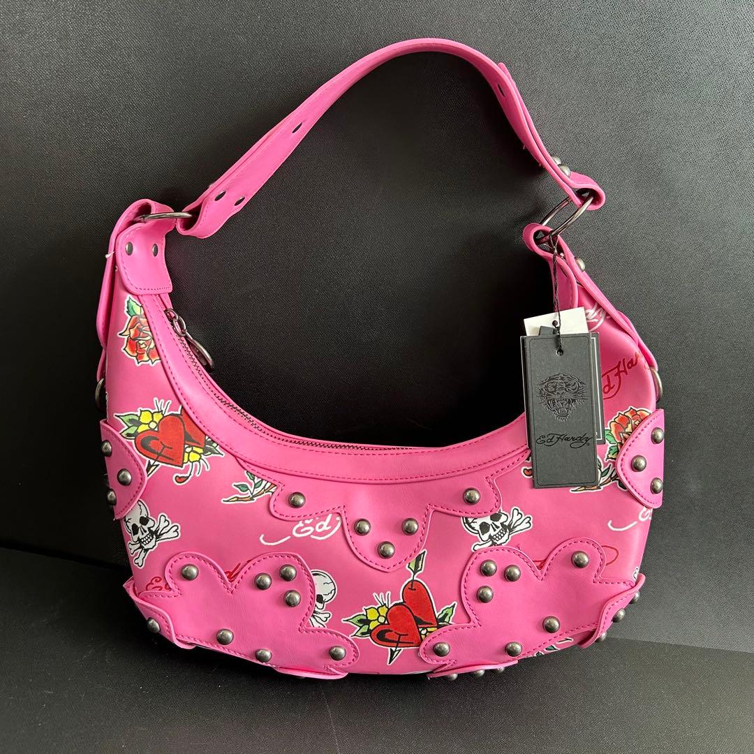 【新品】Ed Hardy エドハーディー　スカル ハンドバッグ y2k ピンク