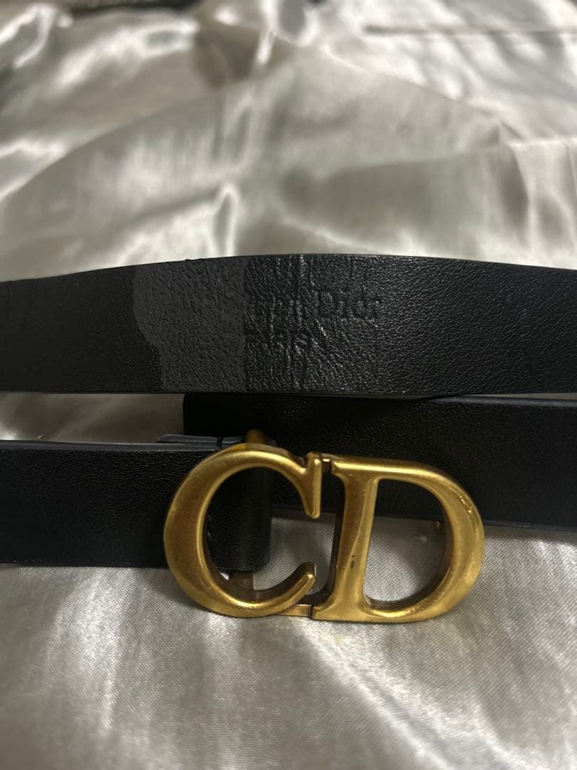 Dior ブラックレザーベルト CDロゴ