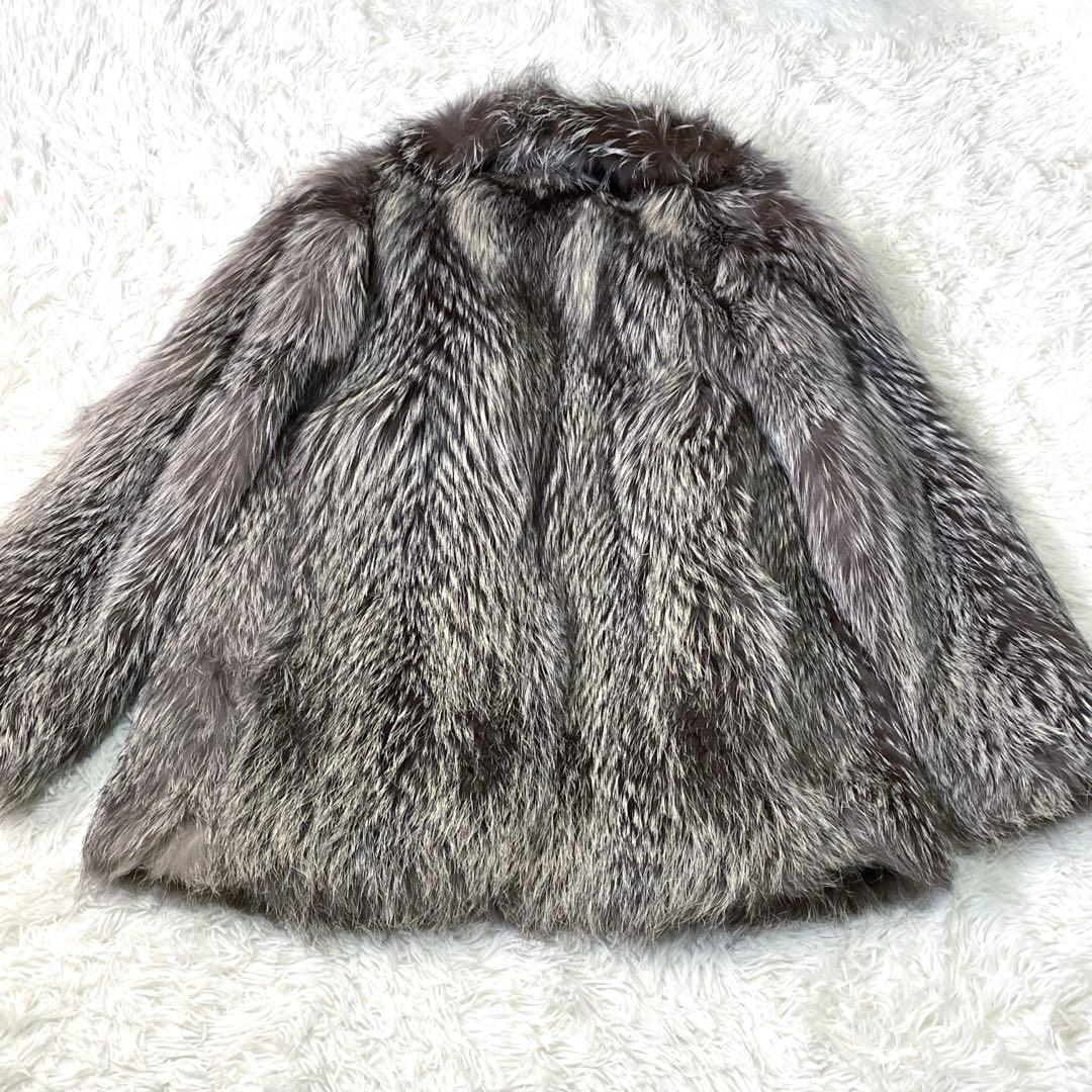 シルバーフォックス ファーコート本毛皮 ふわふわ◎ 大きめサイズ