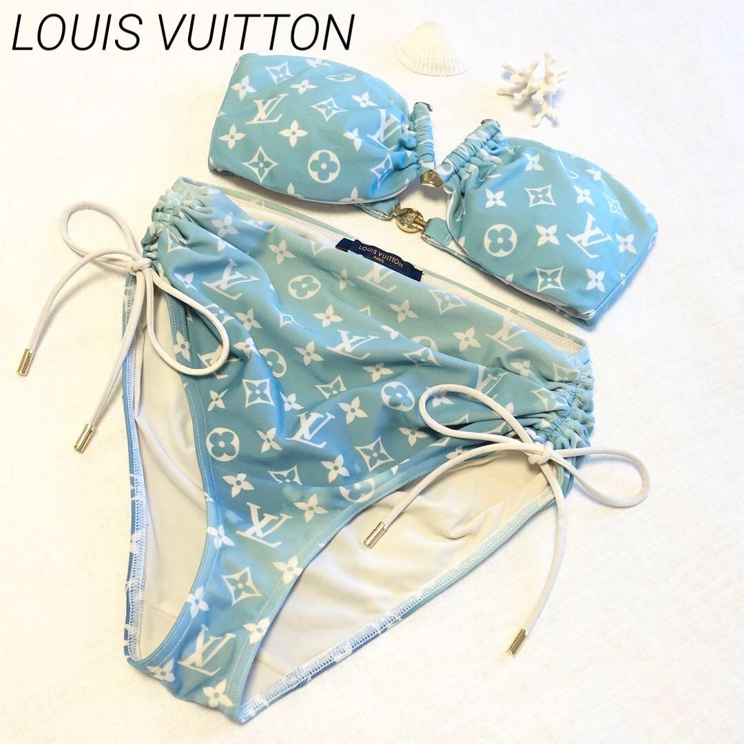 ルイヴィトン ブルーラグーンモノグラム ストラップレスビキニ 水色 34サイズ