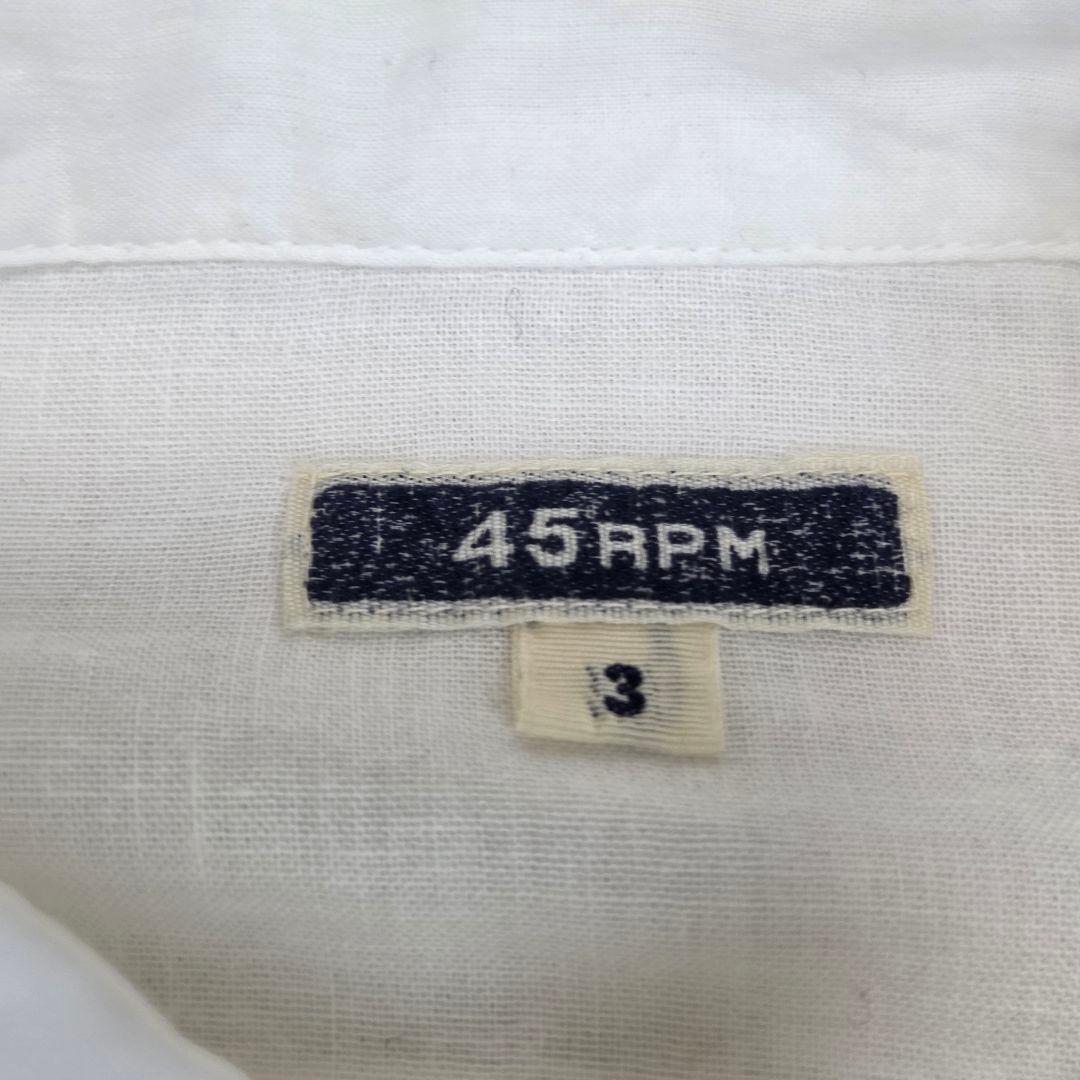 45rpm コットンシャツ ピンタック 白 サイズ3 L