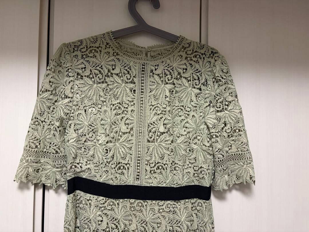 【CELFORD】レースドレス 薄緑色 半袖