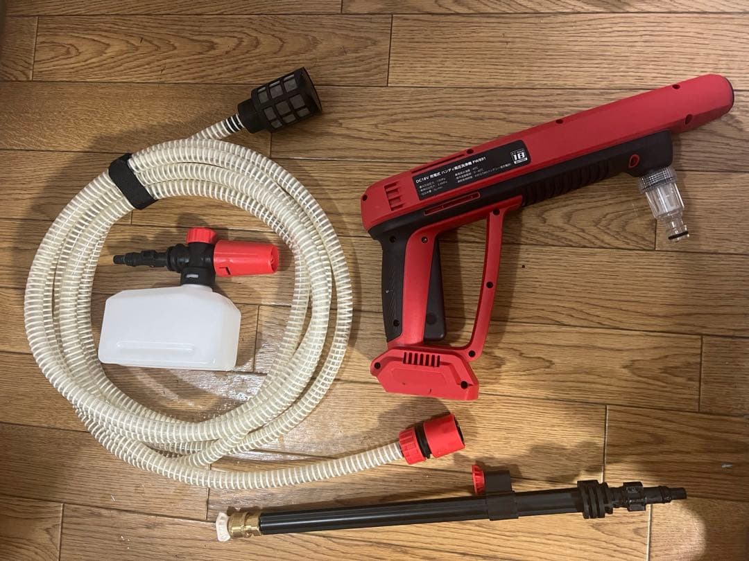 アストロプロダクツ 高圧洗浄機 充電式 レッド(ホース・タンク・延長ノズル)付き