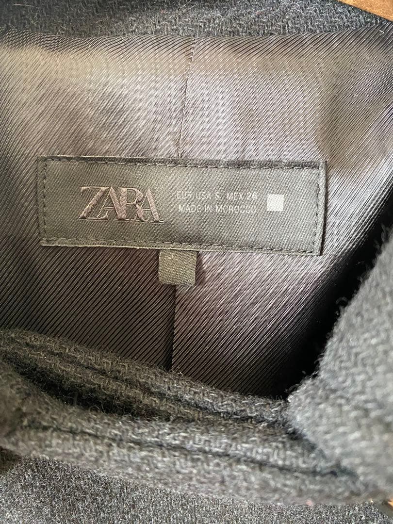 ZARA ウールダブルブレストコート　ブラック　S