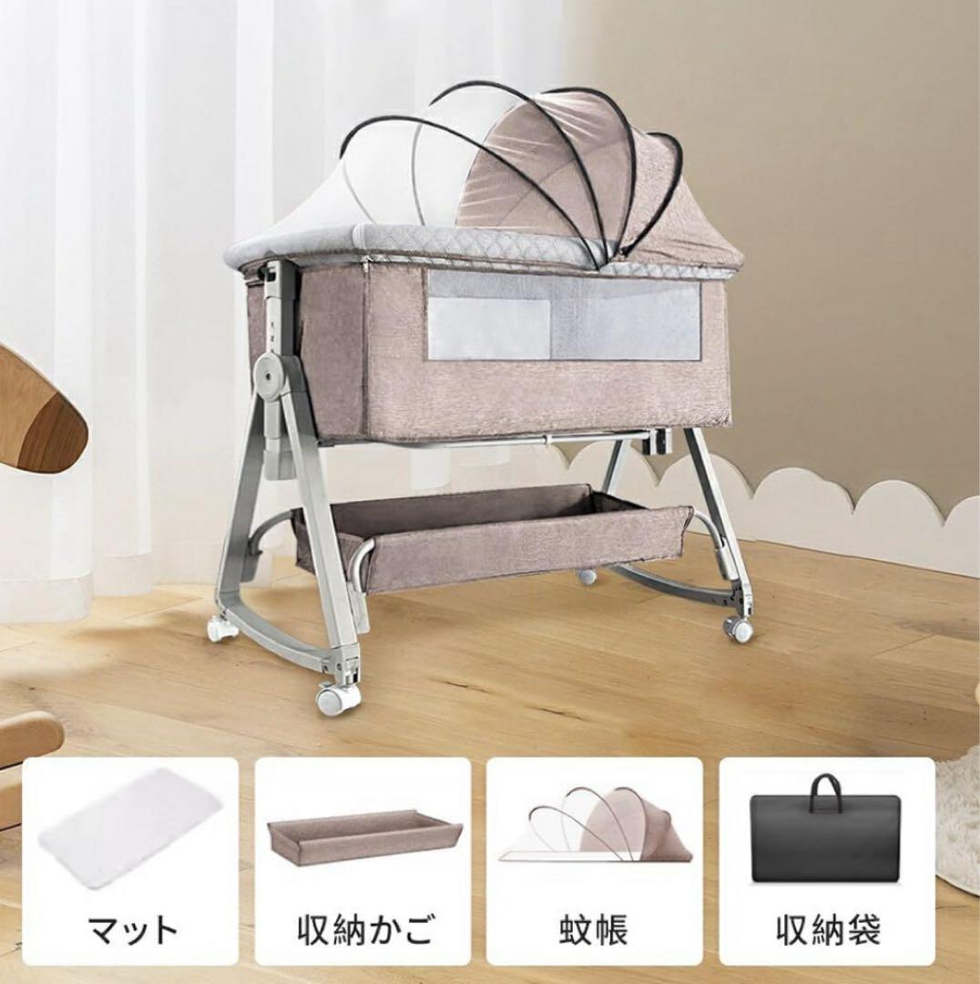 折りたたみ式ベビーベッド グレー　展示品
