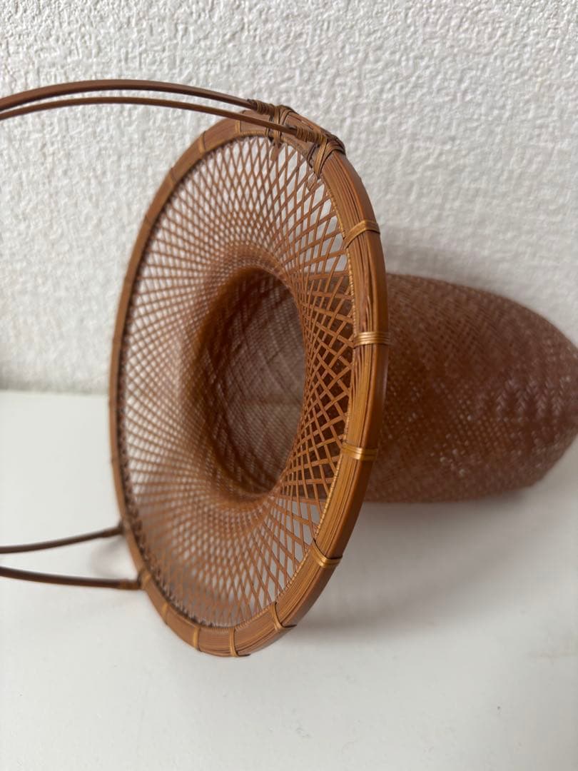 いけばな　茶花　花入　小原流　竹細工　林真光　在铭 竹編手付　花籠　華道具　花器