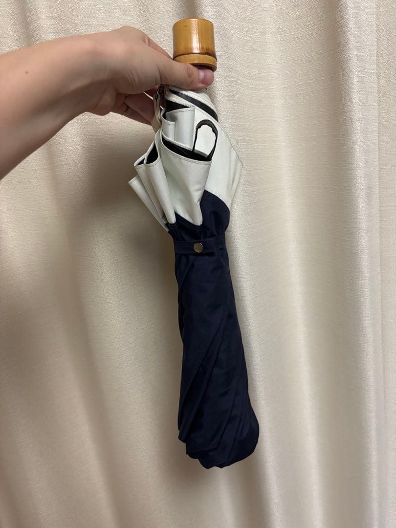 芦屋ロサブラン　3段折り　日傘　遮光100% ネイビーアイボリー