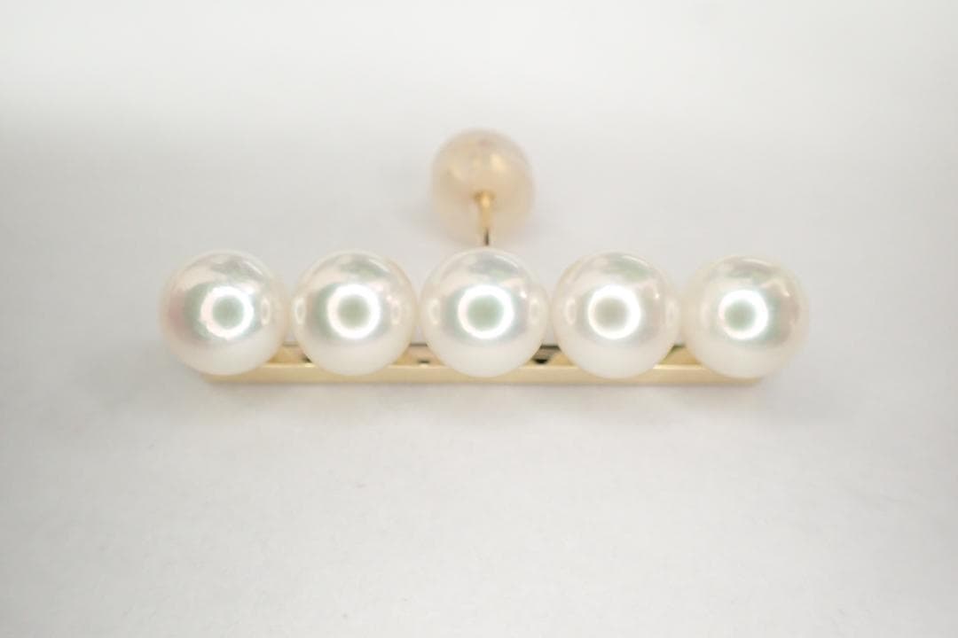 22/美品 田崎真珠 タサキ K18YG 750 バランスプラス パール ピアス