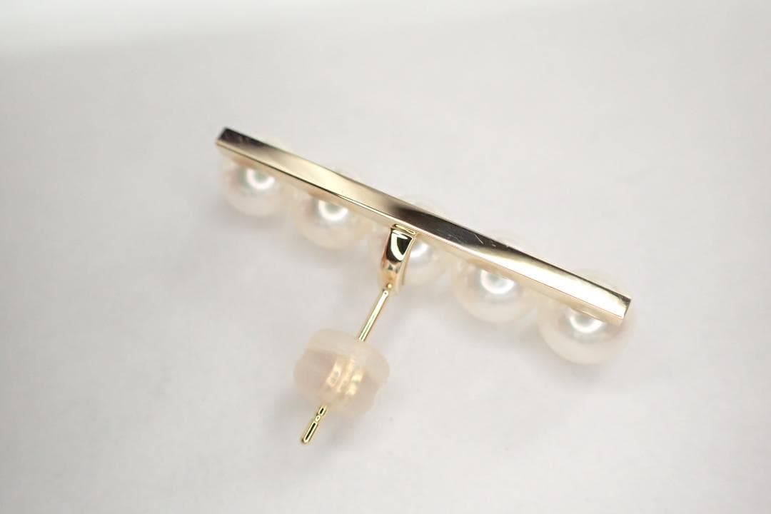 22/美品 田崎真珠 タサキ K18YG 750 バランスプラス パール ピアス