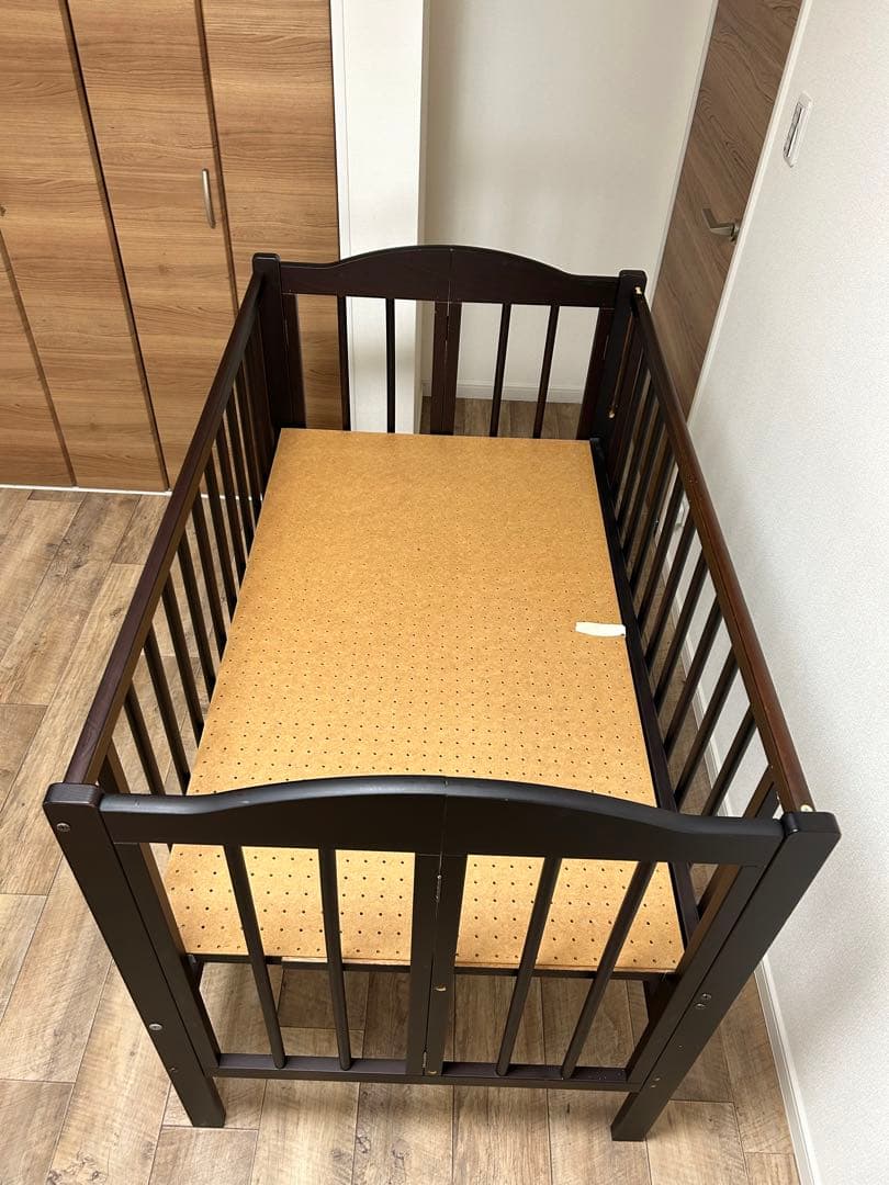 ベビーベッド 120×70 標準サイズ　折りたたみ　折り畳み　ダークブラウン