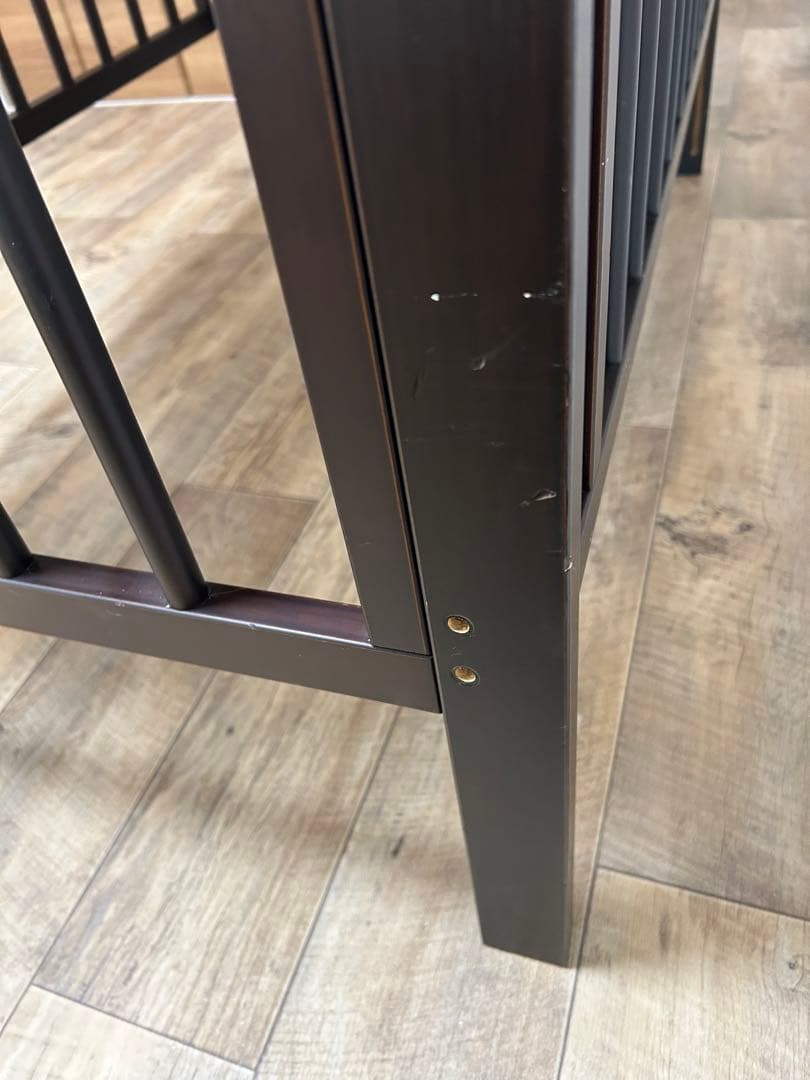 ベビーベッド 120×70 標準サイズ　折りたたみ　折り畳み　ダークブラウン