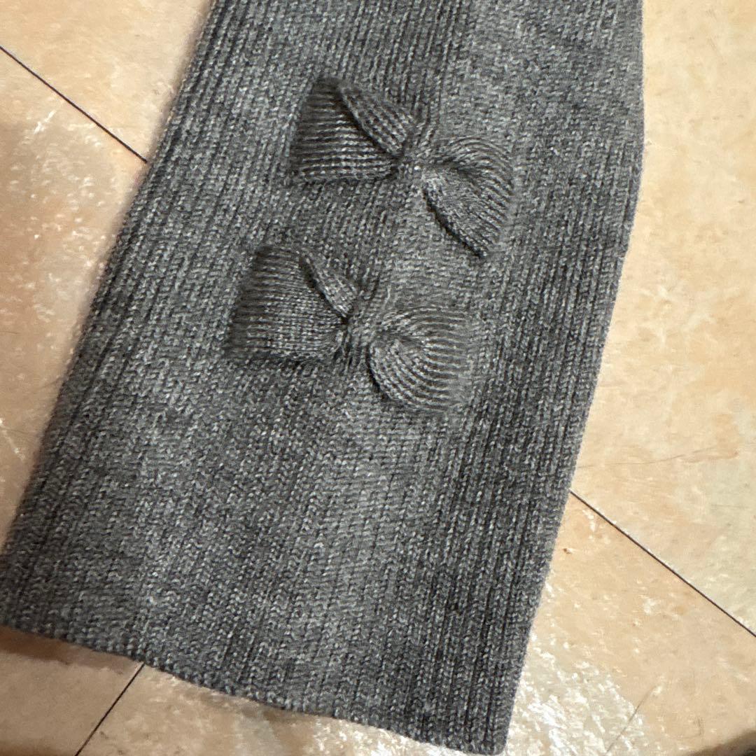 M'S GRACY グレー リボンニットワンピース 38 秋冬物