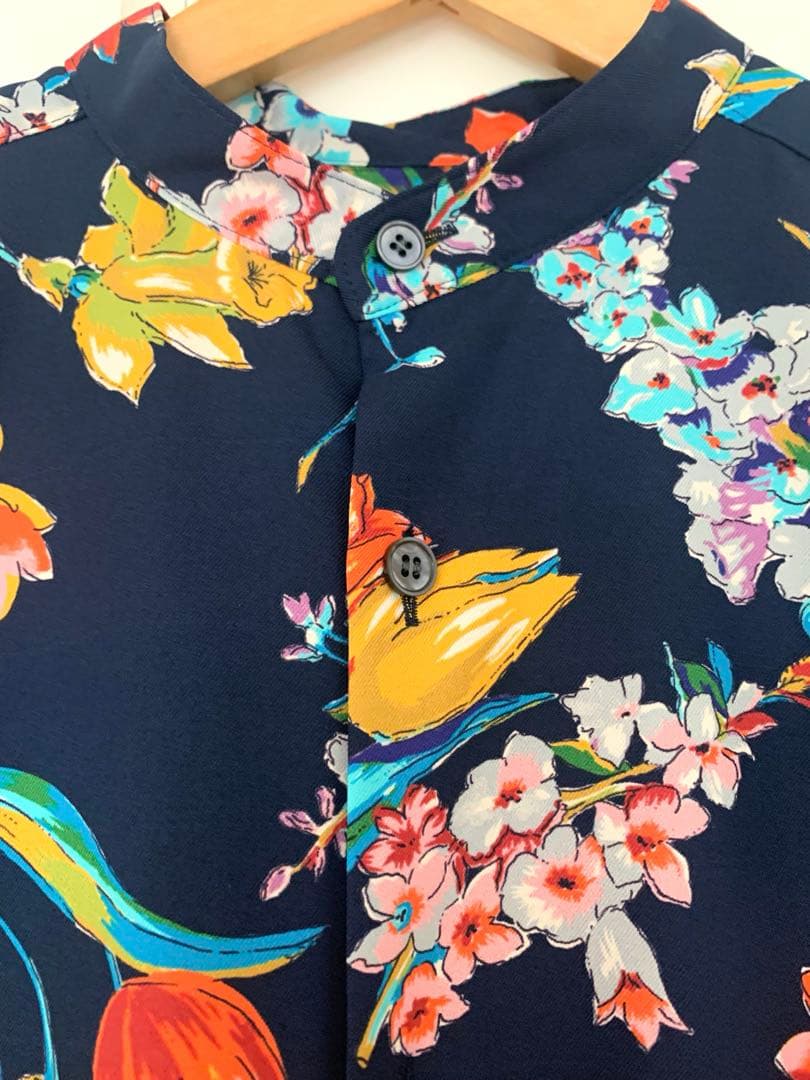 VERMEIL par iena フラワープリント バンドカラーシャツワンピース