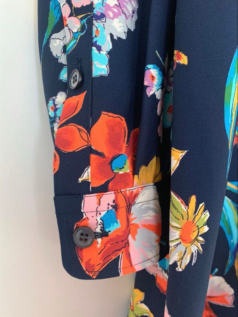 VERMEIL par iena フラワープリント バンドカラーシャツワンピース