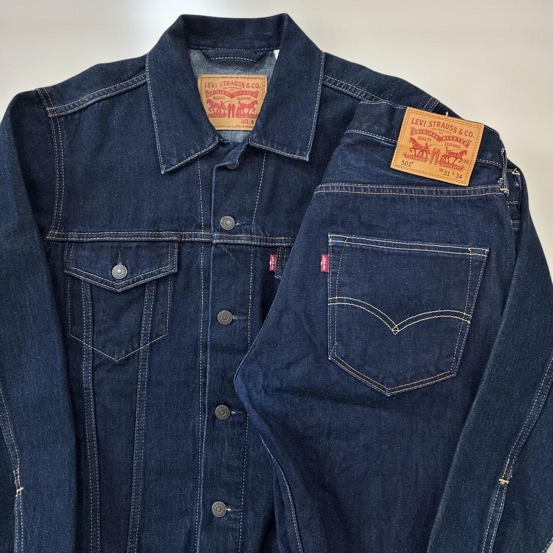 リーバイス　濃紺デニムセットアップ トラッカージャケット 501 W31 赤耳